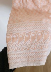Peach Floral Lucknowi Kadhai Top/Kurti