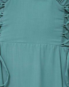 Spaghetti Strap Lace-Up Waist Fit and Flare Dress