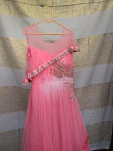 Baby Pink Party Wear Heavy Gown