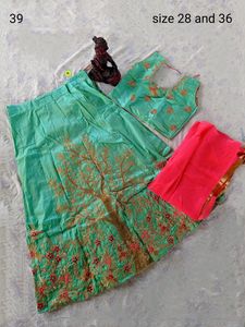 28 Green Silk Lehanga Choli