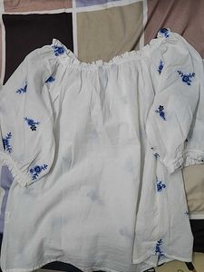 Max Fashion White Floral Off Shoulder Top
