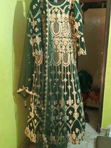 Green Beautiful Dress Only One Time Wear