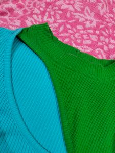 Sassafras Blue Green Colorblocked Top