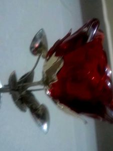 Vintage Red Glass Flower Candle Holder