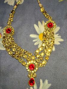 Gold &amp; Red Statement Necklace