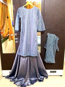 Grey Chikankari Embroidered Kurta Set🩶