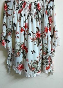 Floral Print Top (Off-White)