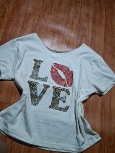 Off shoulder t shirt Y2k Style Vintage