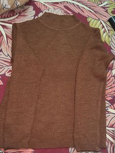 Ribbed Mock Brown Neck Top