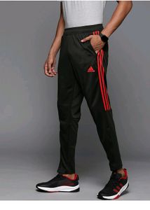 Adidas Black &amp; Red Striped Track Pants