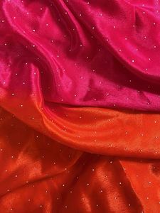 y2k Pink &amp; Orange ombre Saree with beaded Blouse