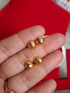 Gold Disco Ball Stud Earrings