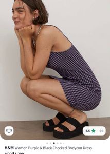 H&amp;M Purple Gingham Bodycon Mini Dress