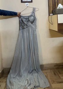 Elegant Grey Evening Gown