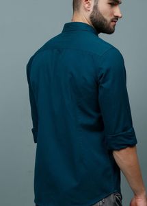 HERE&amp;NOW Men Teal Slim Fit Cotton Casual Shirt