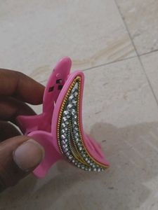 Pink Rhinestone Hair Claw Clip