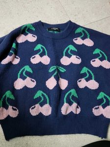 Cherry Pattern Knit Sweater