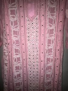 Pure Chikankari Kurta With Pearl Embroidery