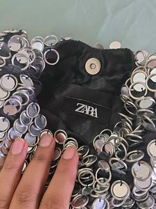 ZARA Limited Edition Silver Beaded Bag