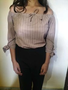 Off-shoulder Striped Top