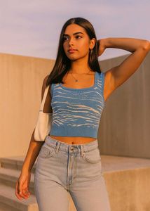 Blue Patterned Tank Top