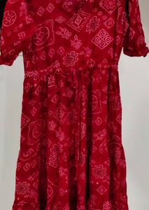 Red Bandhani Print Dress
