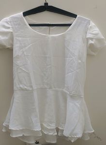 White Peplum Top