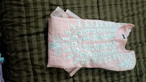 Peach Colour Ambrodaried Kurta With Plazzo