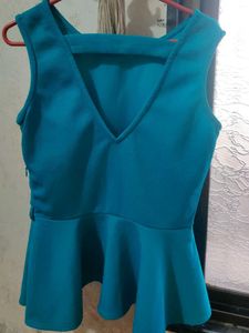 Stylish Teal Peplum Top