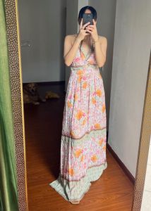 Floral Twist Front Maxi Dress