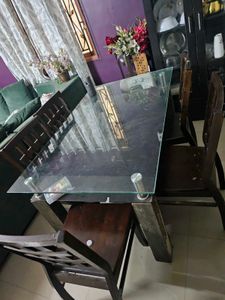 Glass Top Dining Table- 6 Seater