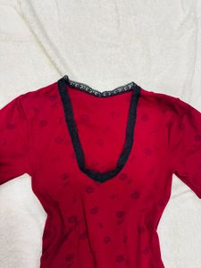 Red Floral Top