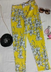 Floral Print Yellow Pants
