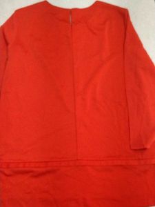 women Red Top with Zipper Detail