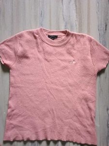 Pink Ribbed Knit Top - Size Small