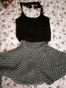 Sexy Black Skirt And Top Set