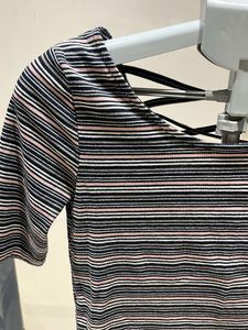 Striped Crop Top with Criss-Cross Back