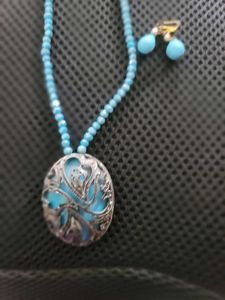 Sky Blue Colour Chain With Locket