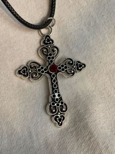 Gothic Grunge Red Cross Necklace