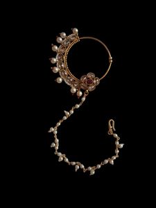 Bridal Nose Pin With Chain Copper Brass Material