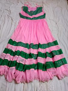 Pink &amp; Green Anarkali Suit