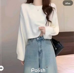 New With Tag Beige Korean Crop Pullover