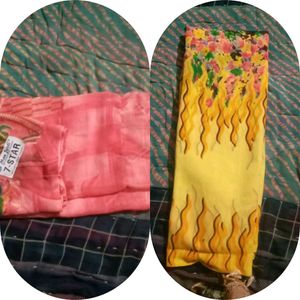 Sale 2 Combo Saree Yellow And Pink