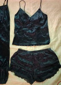 3 In 1 Vintage Sexy  Black Nighty Set