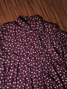 maroon floral knee length dress