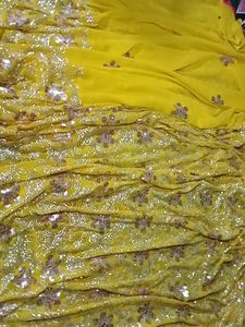 Sequined Yellow Saree
