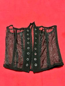 Black Lace-Up Corset Waist Cincher