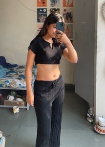 Black Crop Top &amp; Wide Leg Pants