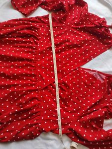 SHEIN Confetti Heart Print Flounce Sleeve Dress