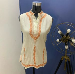 Off-White Kashida Embroidered Sleeveless Top